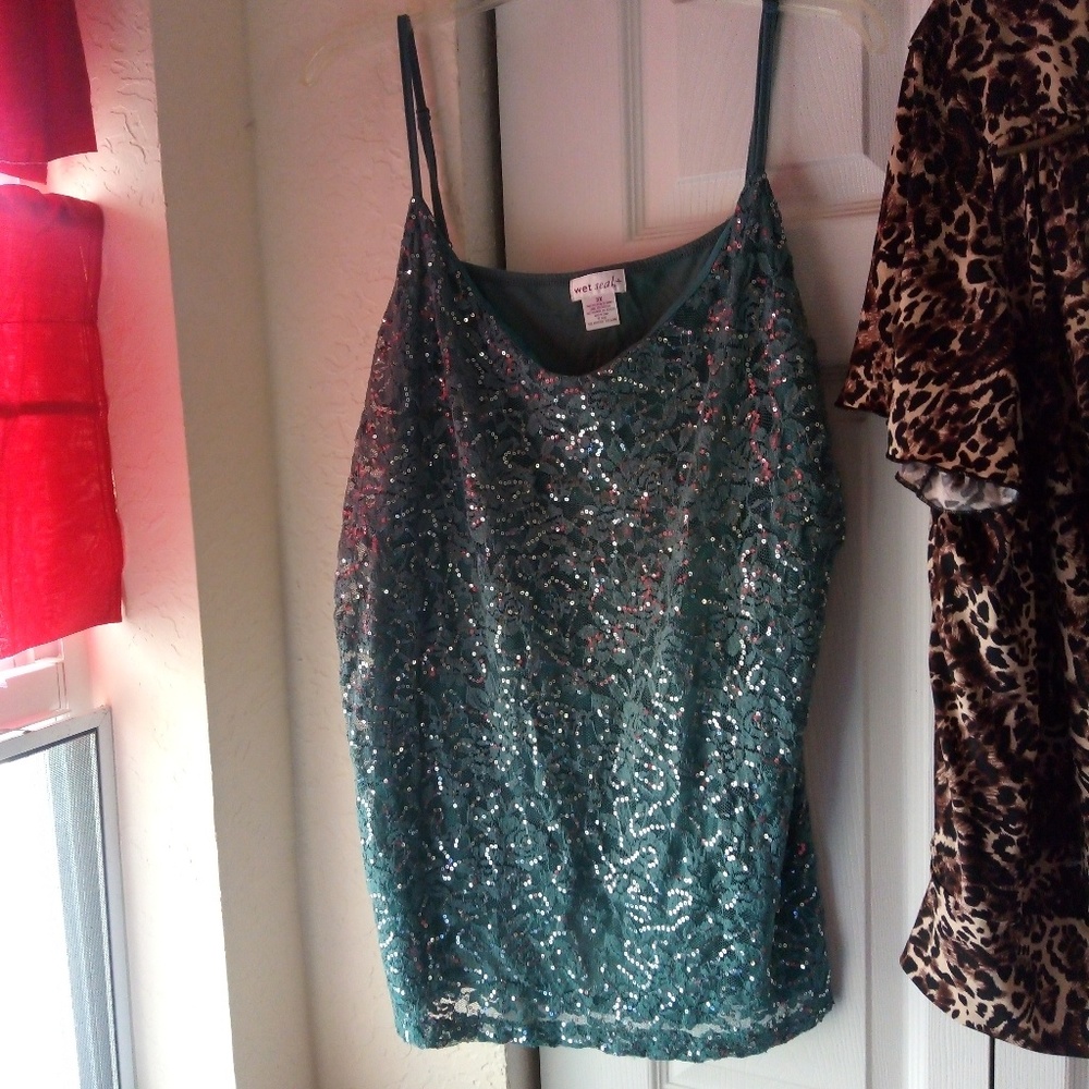 Wet seal sparkly tank top green